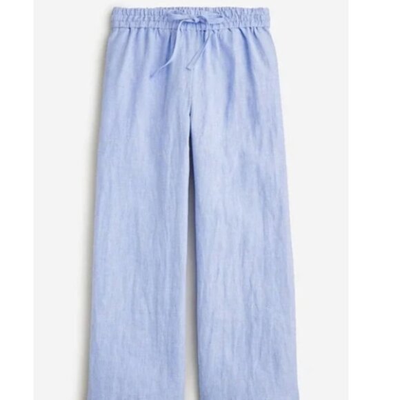 J.Crew Blue Wide Leg Seaside Linen Cropped Pant Trouser Size S - Picture 1 of 13